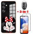 thumbnail image 1 of [3 En 1]/Pack Samsung Galaxy M54 M14 5G A54 A34 A14 5G A24 4G Minnie Mouse Funda Protectora De Pantalla De Silicona De Vidrio Blanda Con Cubierta De Cámara, 1 of 3