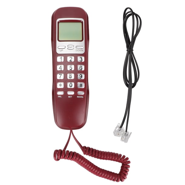 Teléfono con cable Rellamada con flash Pantalla LCD Teléfono fijo con cable pequeño para oficina en casa Rojo