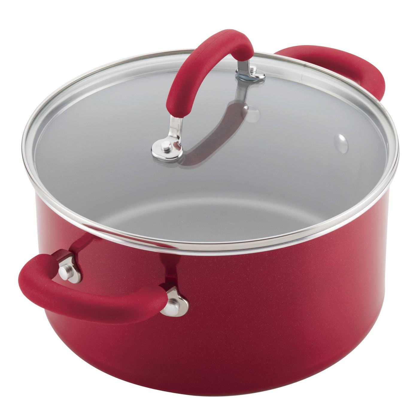 Rachael Ray Create Delicious Aluminum Nonstick Cookware Set, 13-Piece, Red Shimmer