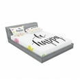 thumbnail image 3 of Saying Bedding Set with Sheet & Covers, Be Happy Hand Drawn Phrase Surrounded by Watercolor Rural Flowers of Spring Fields, Printed Bedroom Decor 2 Shams, 4 Sizes, Multicolor, by Ambesonne, 3 of 3