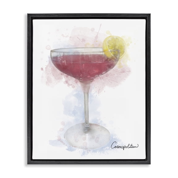 Stupell Industries Soft Faded Cosmopolitan Food & Beverage Painting Black Floater Framed Canvas Art Print Wall Art, 17 x 21