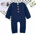 thumbnail image 2 of XYIJANI Clearance Baby Boy Clothes Newborn Baby Girl Boy Jumpsuit Solid Color Long Sleeve Knitted Romper Clothes Light Long Sleeve Jumpsuit Baby Girl Clothes 0-3 Months (Blue,70), 2 of 5