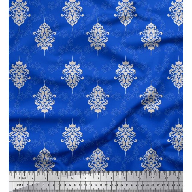 Soimoi Velvet Fabric Filigree Damask Decor Fabric Printed Yard 58 Inch Wide