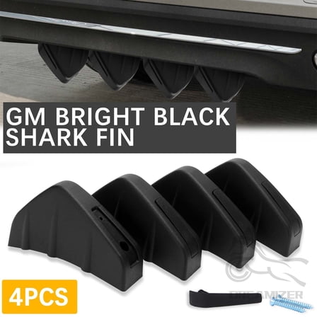 4pcs Car Rear Lower Bumper Wing Lip Diffuser Splitter Spoiler Shark Fins Universal Fit
