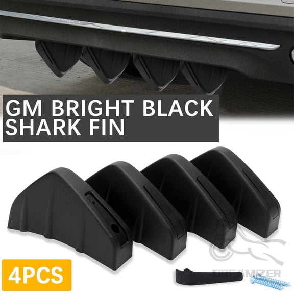 4pcs Car Rear Lower Bumper Wing Lip Diffuser Splitter Spoiler Shark Fins Universal Fit