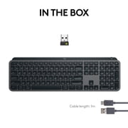 لوحة مفاتيح Logitech MX Keys S الرئيسية - اتصال لاسلكي - بلوتوث - 32.81 قدم - واجهة USB - Windows 10، Windows 11، macOS 10.15، ChromeOS، Linux، iPadOS 14، Android 8.0 - الإنجليزية - دفتر...