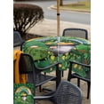 thumbnail image 4 of Gnomes St. Patrick's Day Outdoor Tablecloth - 54x54 Inch Square Dining Table Cover, Green Lucky Clovers Rainbow Waterproof Outdoor Table Cloth with Umbrella Hole & Zipper for Picnic/Patio/Party, 4 of 7