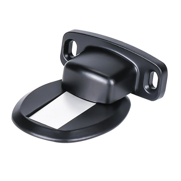 Tope de puerta magnético silencioso, fácil de instalar, resistente, de metal absorbente de impactos para Negro