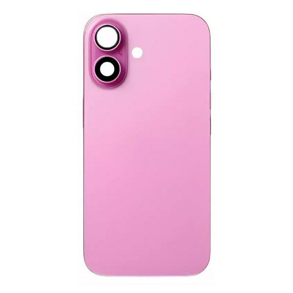 Glass Back Compatible With Phone 16 Pink Plain with Camera Lens No Logo