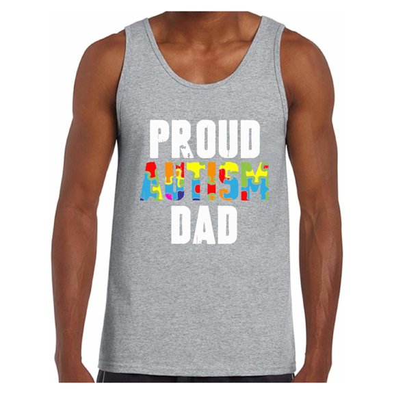 Awkward Styles Proud Autism Dad Tank Top Autism Awareness Dad Top Autism Gifts Autistic Spectrum Awareness Men's Tank Top Proud Dad Autistic Support Tanks for Men Autism Awareness Tops for Parents