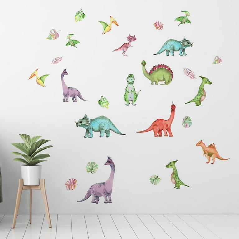 Dino Set Paste, Wall sticker for kids, Children Dinosaur Wall Decals Set  for Kids Bedroom, Nursery Watercolour Dino Stickers, Peel and Stick