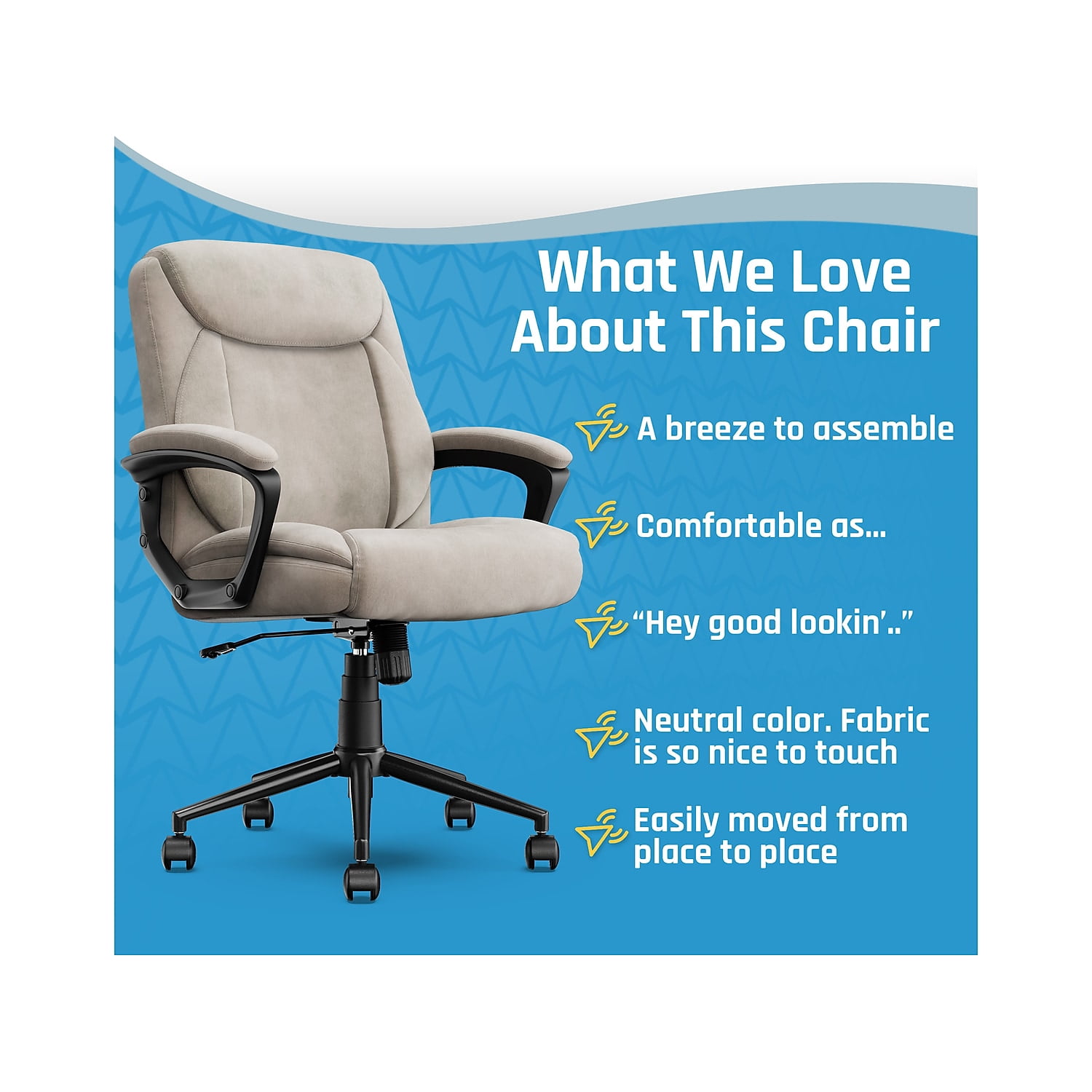 Click365 Transform 1.0 Ergonomic Mid Back Desk Chair Fabric Beige