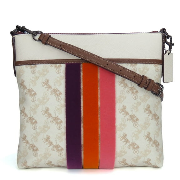 Pre-Owned Coach Shoulder Bag 89608 Horse and Carriage Leather White Brown Women's... (Good)