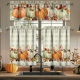 thumbnail image 4 of Fall Thanksgiving Kitchen Curtains Valances and Tiers 3 Piece Set,Orange,White,Green,Pumpkin & Maple Leaf Cute Farmhouse Rod Pocket Kitchen Cafe Curtain over Sink Window for Autumn Decor 36 Inch, 4 of 6