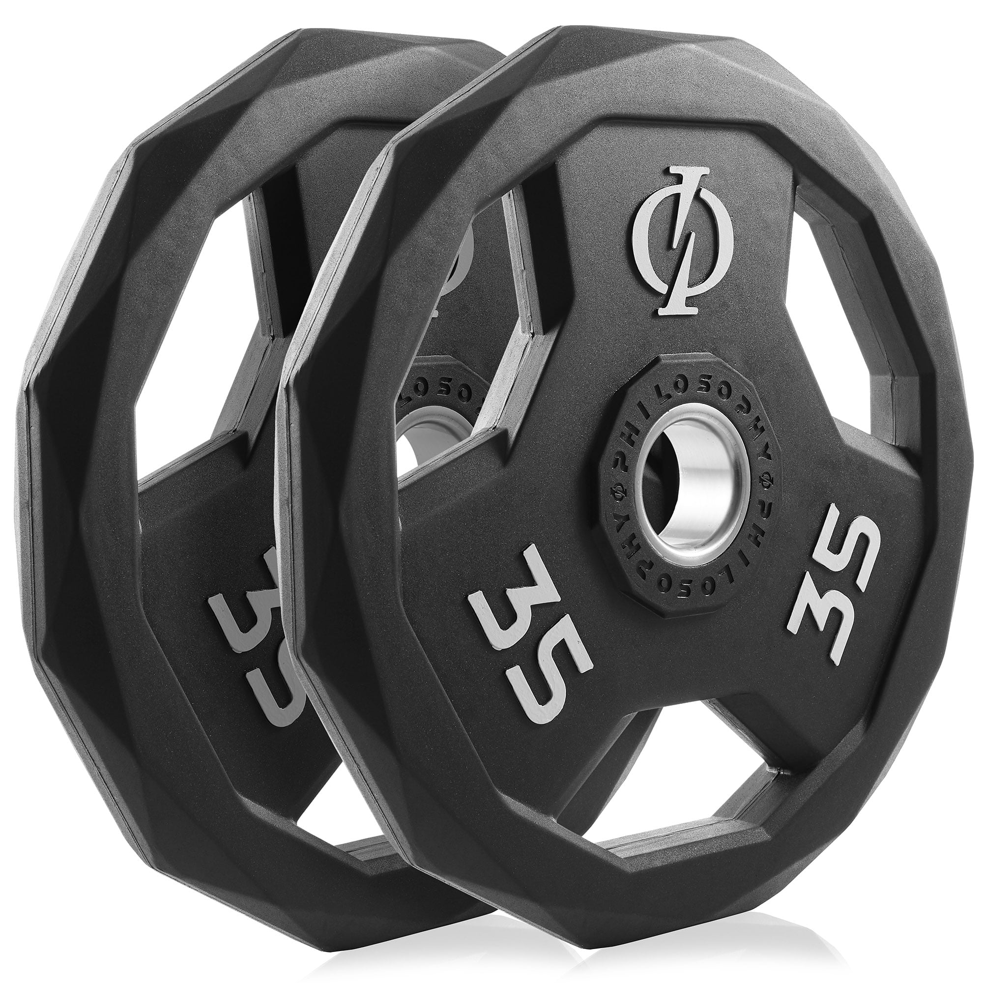 Philosophy Gym Set of 2 Rubber Coated 2-inch Olympic Grip Weight Plates (35 LB each) for Weightlifting