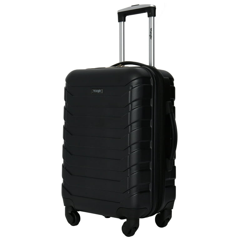 Wrangler 4 Piece Rolling Hardside Luggage Set, Black