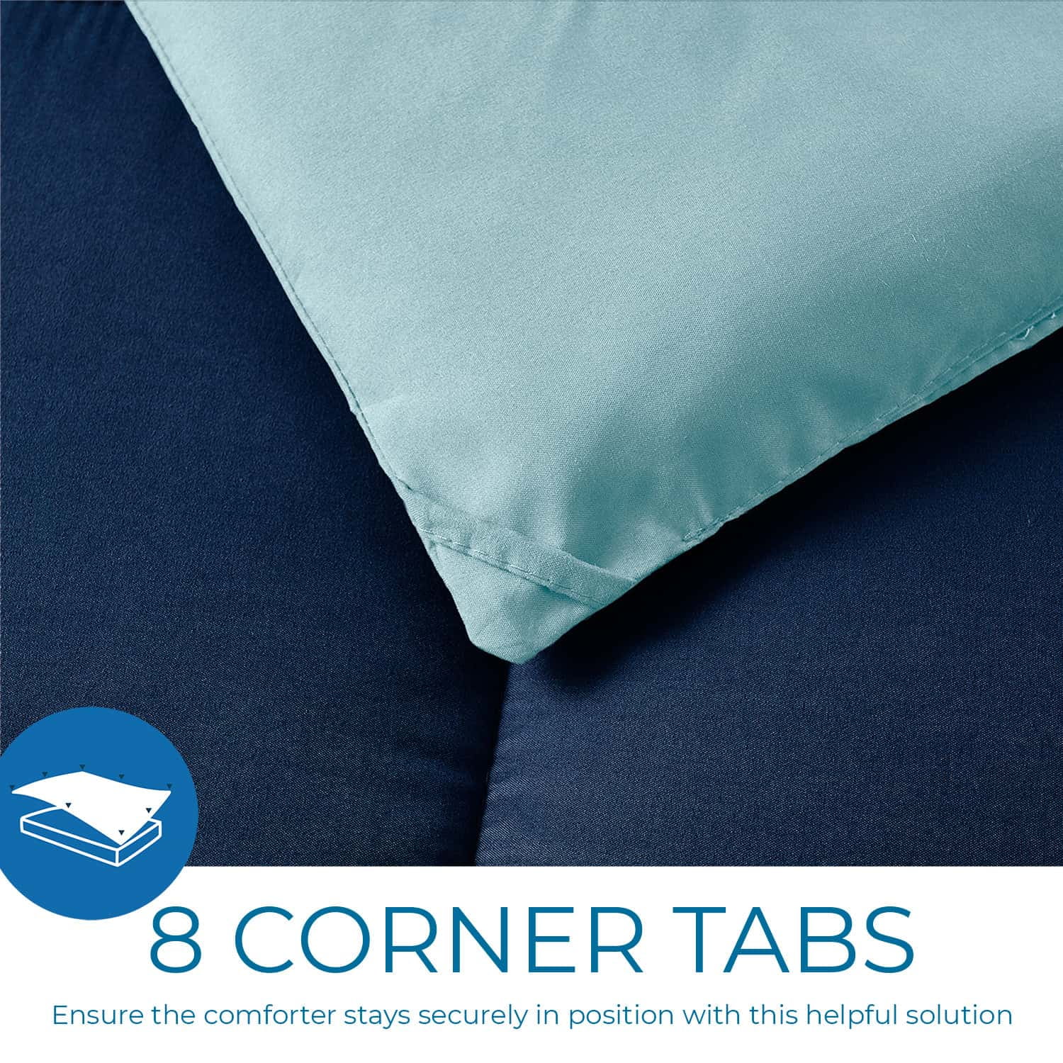 LammaLoe King Comforter, Quilted Down Alternative Comforter, All Season Duvet Insert ,Navy/Light Blue