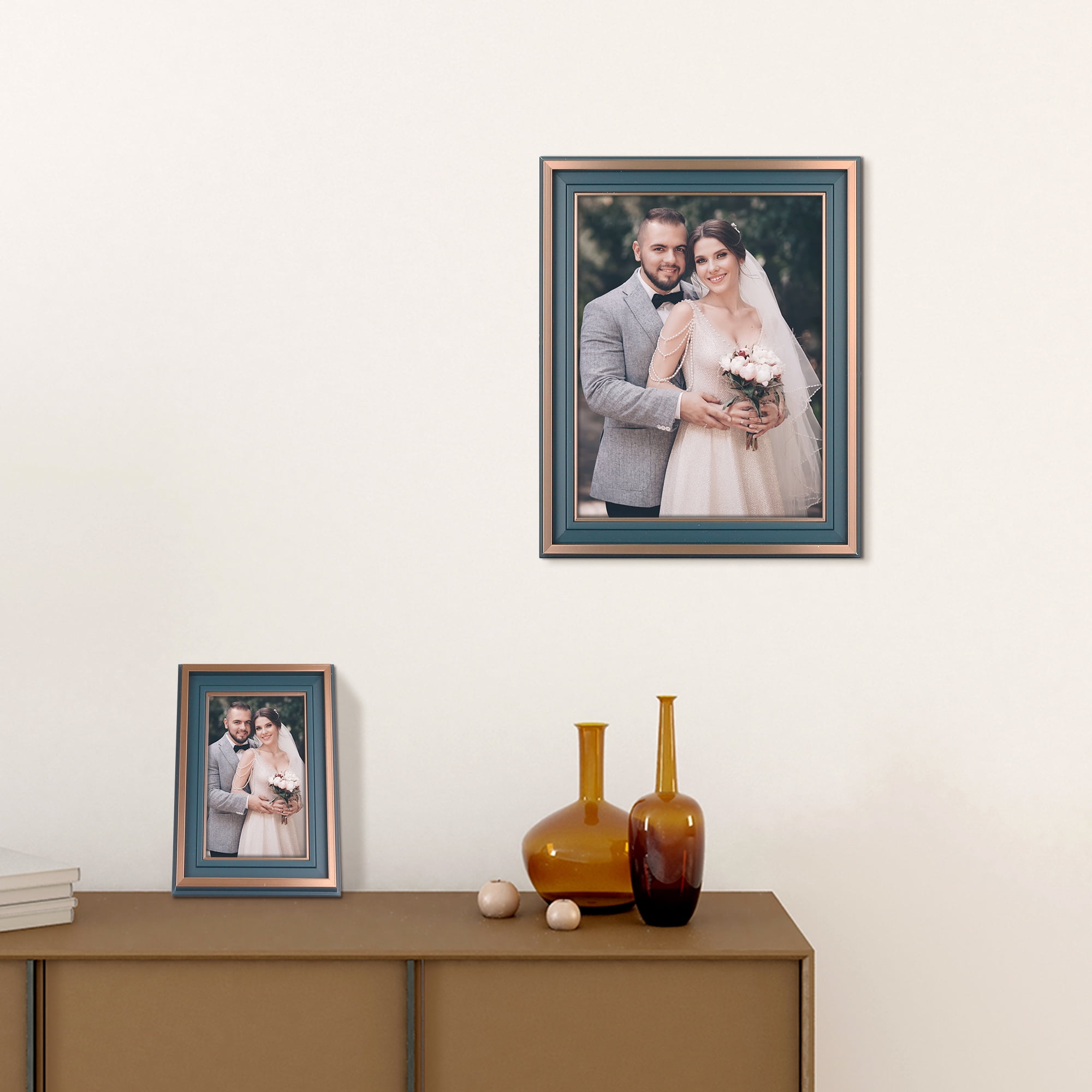 Unique Bargains Tabletop Picture Frame for Photo Modern Poster Frame Green 4x6