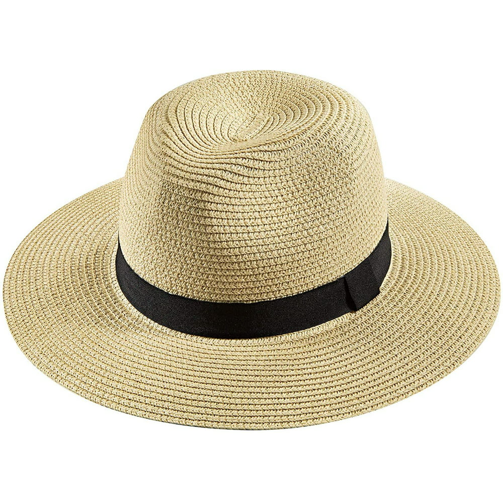 PEAK 2 PEAK Women Wide Brim Panama Straw Fedora Beach Sun Hat UPF50 ...