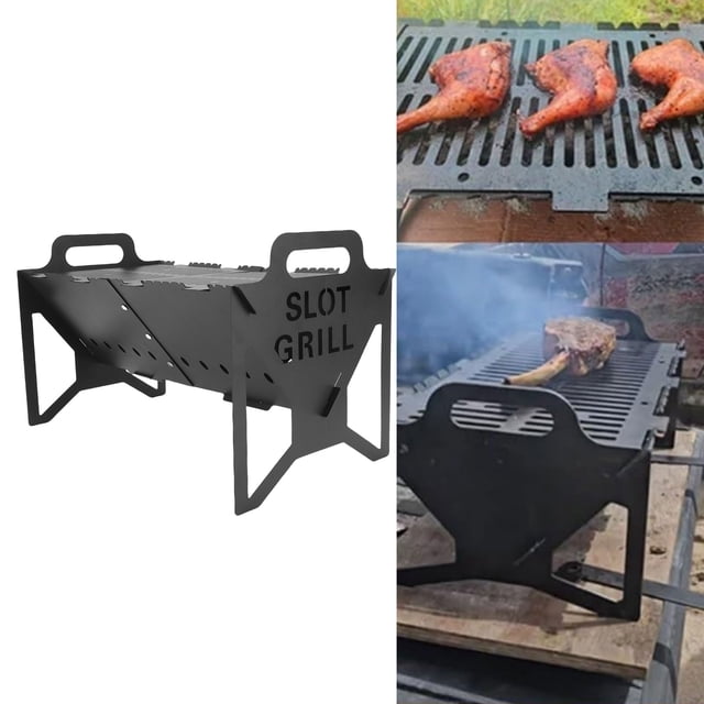 Parrilla Con Ranura Para Parrilla, Parrillas De Carbón Plegables Portátiles, Parrilla De Barbacoa Plegable Desmontable Para Viajes Al Aire Libre, Picnic En El Patio Trasero