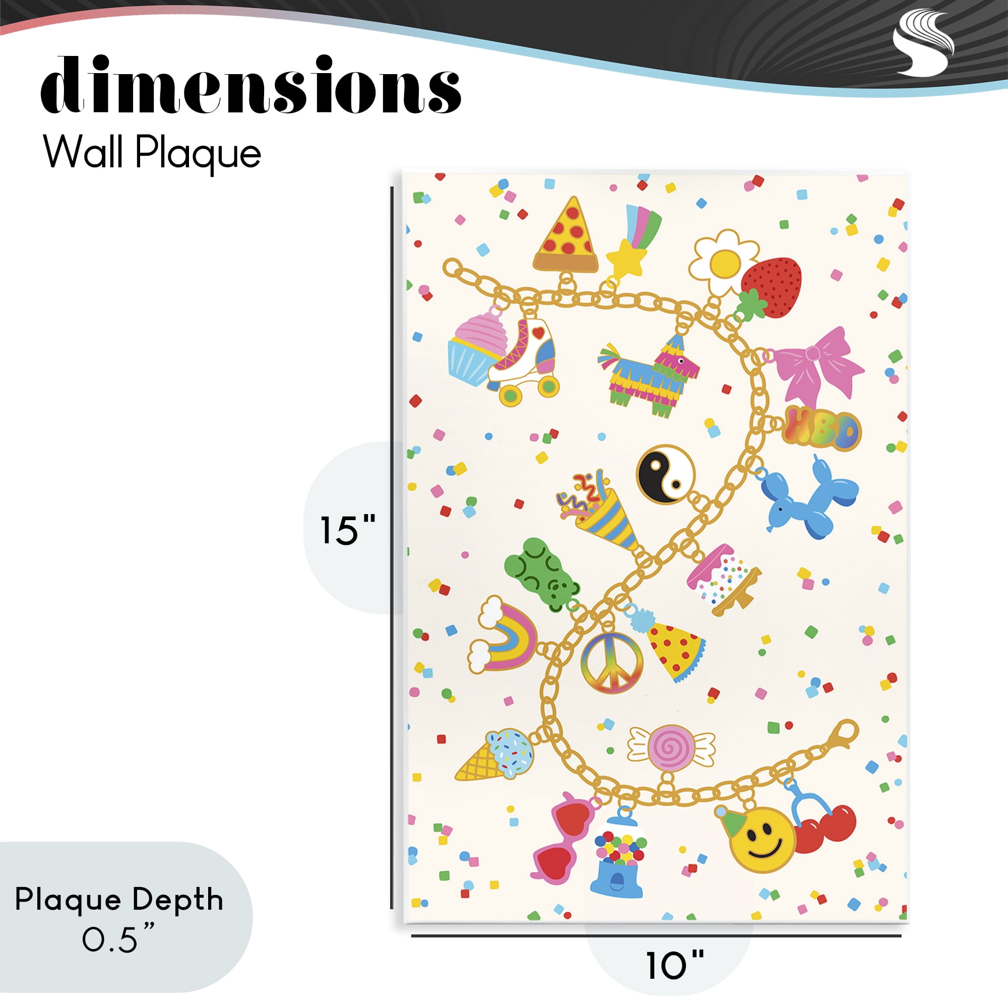 Stupell Industries Playful Party Charm Bracelet Wall Plaque Art, design by Nadia Hassan