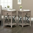 thumbnail image 2 of 2PCS Rustic Nightstand with Drawers, Farmhouse Wood Side Table with X-Shape Metal Sides, Rustic Gray End Table Furniture for Living Room Bedroom Office, 2 of 9