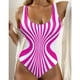 thumbnail image 4 of Conjunto de Bikini de Cintura Alta para las Mujeres Color Bloque Moda Correas de Hombro sin Espalda Traje de Baño, Traje de Baño Sexy de Corte Alto, 4 of 5
