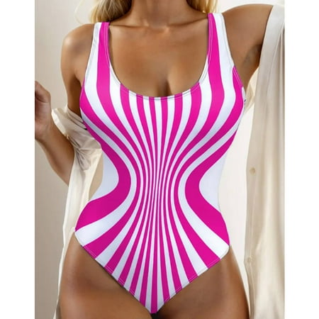 POROPL Womens One Piece Swimsuits Fashion Bikini Halter Top Swim Striped Color Block Swim Size S-XL