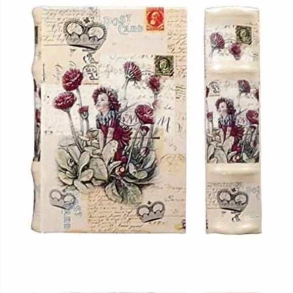 Boîte de Rangement Secrète Fée en Fleurs Boîte de Rangement en Faux Cuir sur Bois