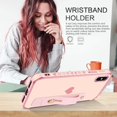 thumbnail image 6 of iPhone X Case,iPhone Xs Case,Slim Fit Plating Heart Soft TPU with Adjustable Wristband Kickstand Scratch Resistant Shockproof Protective Phone Cover for Apple iPhone X/XS 5.8 Inch, Pink/Golden, 6 of 18