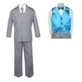 thumbnail image 2 of 7pc Baby Toddler Boy Formal Party Medium Gray Suit w/ Satin Vest & Bow tie Sm-20, 2 of 4