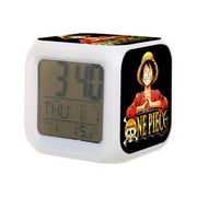 One Piece Digital Alarm Thermometer Night Glow Cube 7 Color Clock LED Changing LCD Display Suitable for Bedroom Children