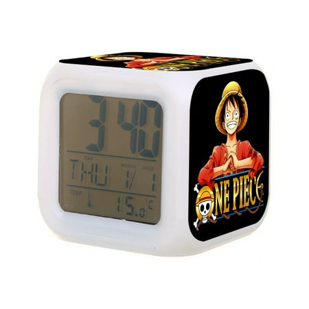 One Piece Digital Alarm Thermometer Night Glow Cube 7 Color Clock LED Changing LCD Display Suitable for Bedroom Children