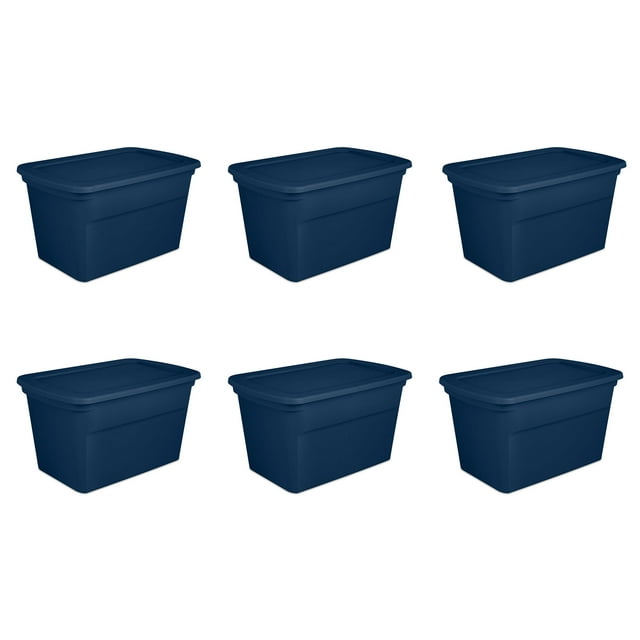 Sterilite Classic Lidded Stackable 30 Gal Storage Tote Container, 6 Pack