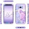 thumbnail image 3 of Casetego Phone Case for Galaxy S8,Marble Design Three Layer Heavy Duty Shockproof Hard Plastic Bumper +Soft Silicone Rubber Protective Case for Women Girls - Purple, 3 of 7