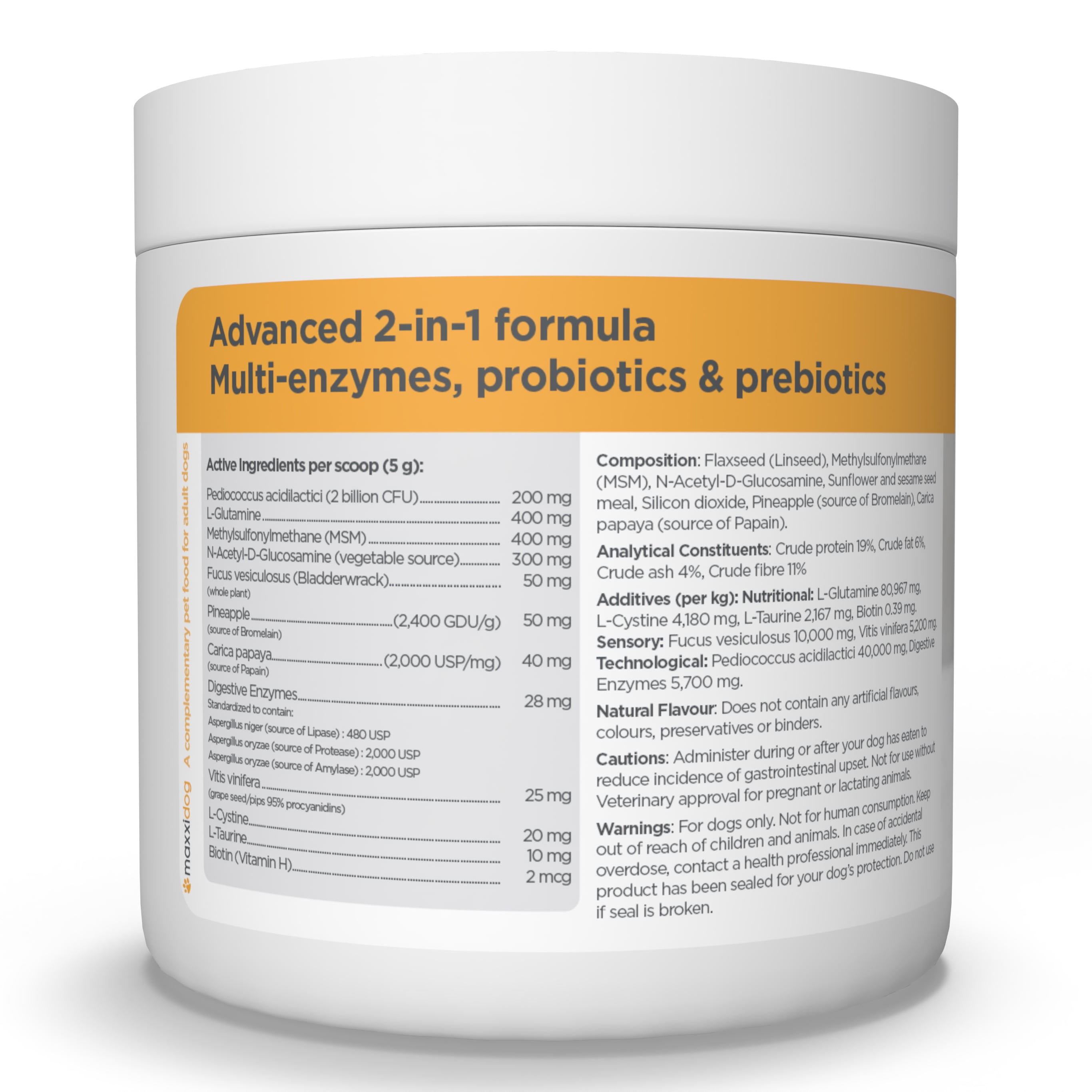 maxxidigest+ Probiotic & Prebiotic Powder Supplement - Digestive & Immune Support for Dogs, 7oz