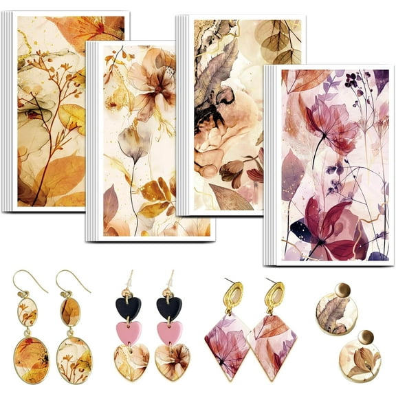 Paper 1 set Ceramics Clay Water Transfer Paper Underglaze Transfer Decals for DIY Earrings Pendants Hair Clip Flower 12x7cm 24pcs/set