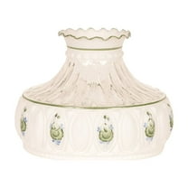 Aladdin Oil Lamp Glass Shade Fits 10 in Shade Ring Base, Diffuses, Softens and Disperses Light, White with Green Roses