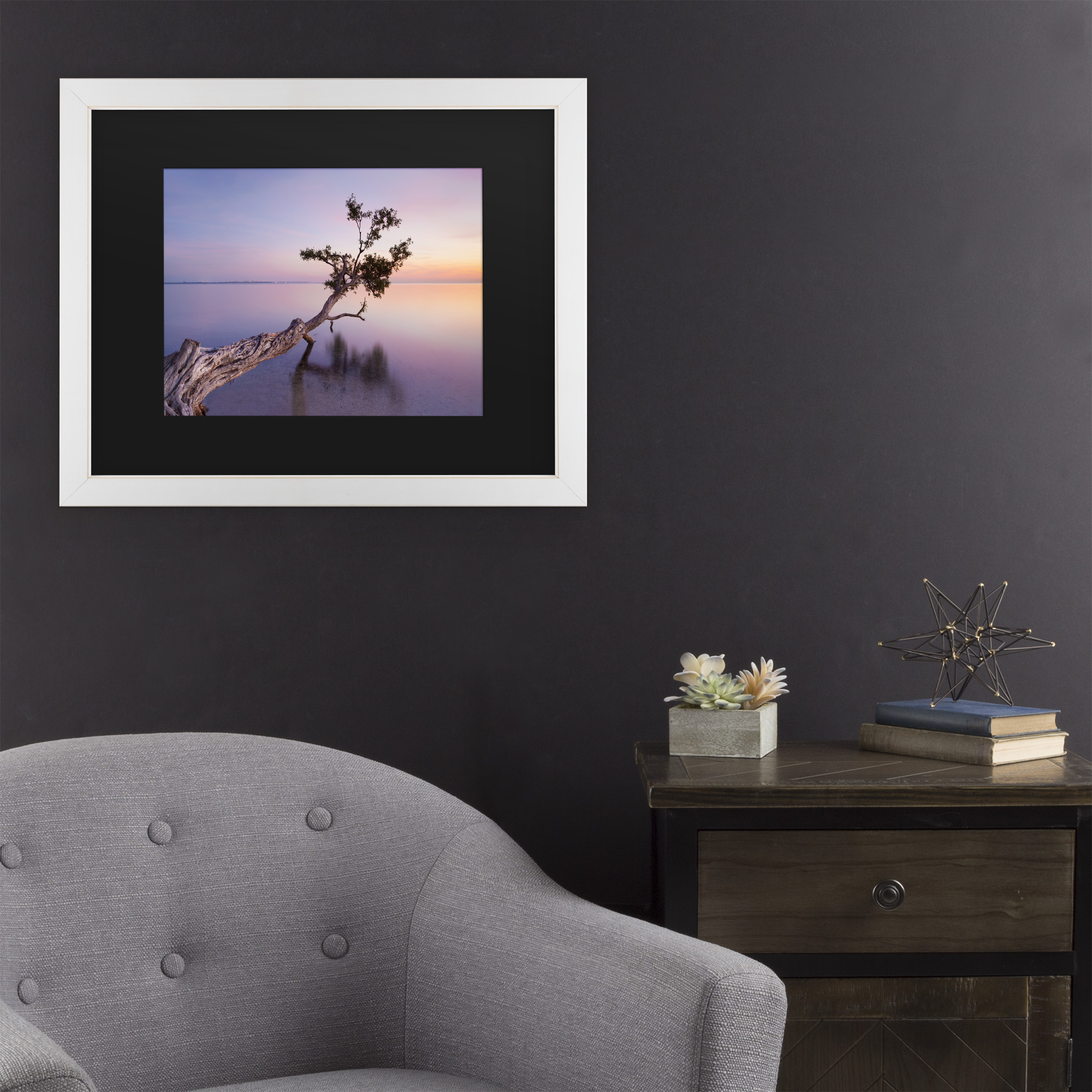 Moises Levy 'Water Tree Xv' Matted Framed Art