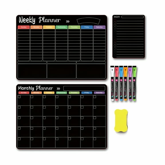 CCOCC Monthly Whiteboard Calendar & Cork Boards For Walls,Magnetic 23"x17"