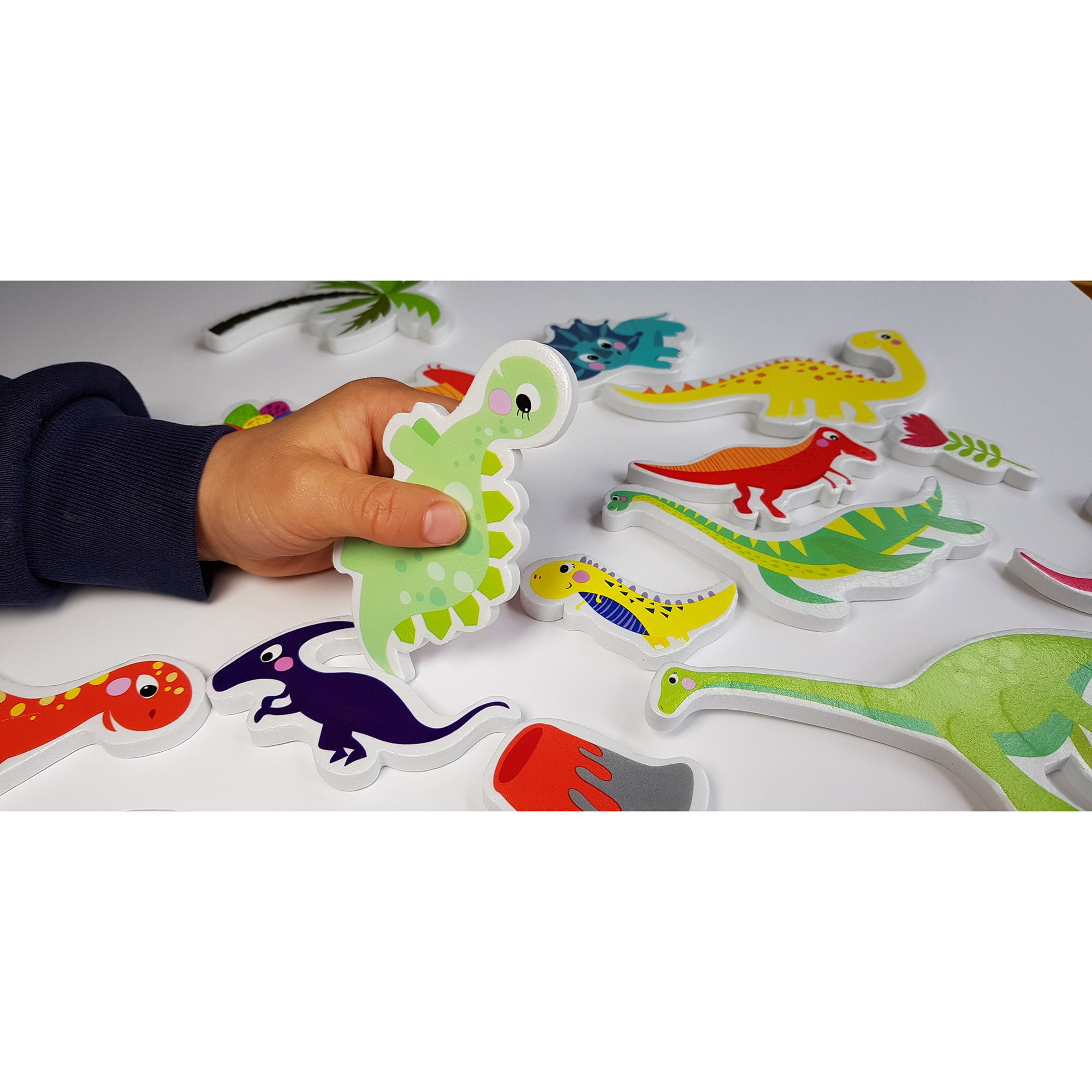Buddy & Barney: Bath Time Stickers - Dinosaurs - 18 Foam Dino Character Pieces, Suction Cup Mesh Storage Bag, Prehistoric Play, Water Toy, Kids 3+