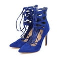 thumbnail image 5 of Liliana DF55 Women Suede Pointy Toe Caged Ankle Gilly Tie Stiletto Pump, 5 of 6