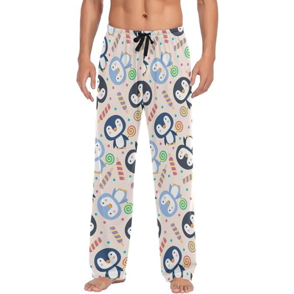GZHJMY Penguin Pajama Pants for Men, Lounge Pants Lightweight Men Pajama Bottoms with Drawstring Pockets, Christmas New Year Birthday Gifts, Small
