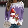 thumbnail image 2 of EHQJNJ Chandails en Molleton Graphiques à Col Rond pour Femmes, Pull Court Imprimé Joyeux Noël, Col Rond, Manches Longues, Décontracté, Ample, 2 of 4