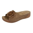thumbnail image 6 of Dakaela Womens Wedge Sandals 2025 Flower Summer Dressy Flat Open Toe Platform Slip on Shoes Brown 6, 6 of 7