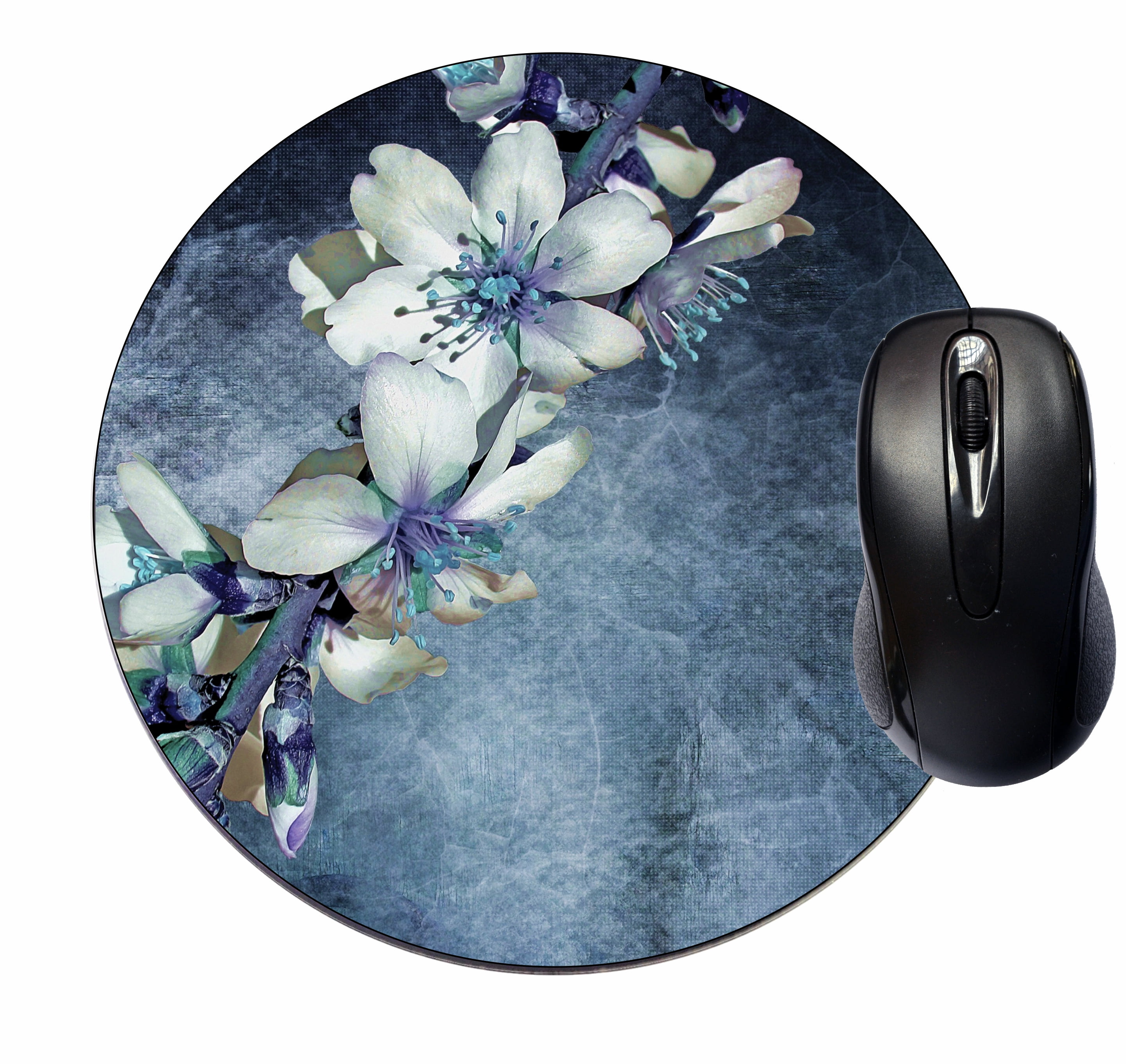 Mouse Mat Pad Mousepad Cute Desk Round Circle Mousemat Elegant Flowers