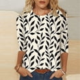 thumbnail image 2 of Tops de Verano 3/4 Mangas para las Mujeres 2025 Moda Impresa Camiseta Blusa Cuello Redondo Casual Primavera Y Verano Top Mujeres Tops de Verano Casual, 2 of 5