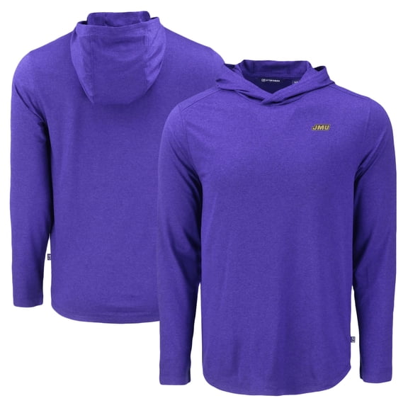 Men's Cutter & Buck Purple James Madison Dukes Coastline Epic Comfort Eco Recycled Long Sleeve Hoodie T-Shirt