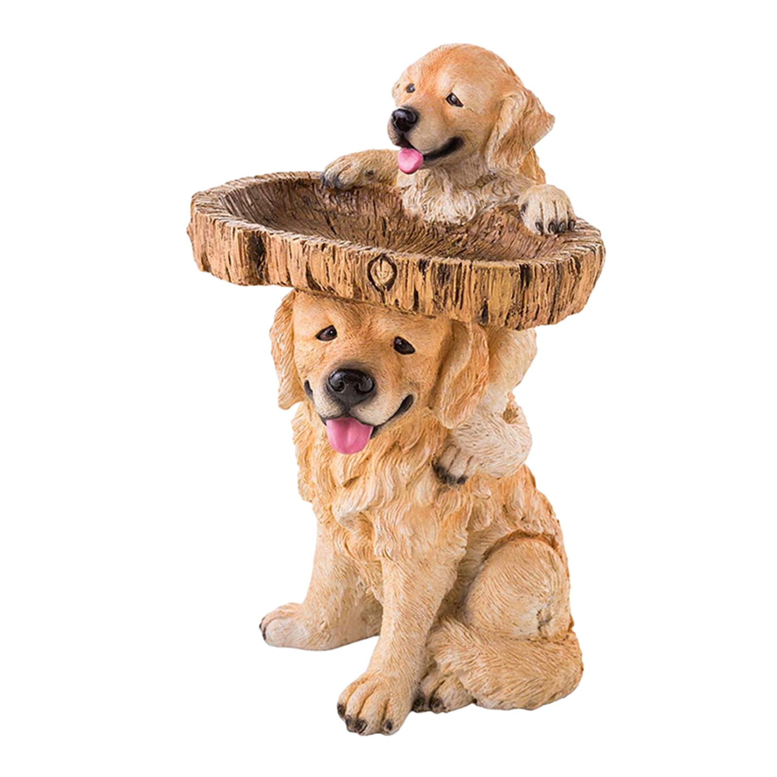 YWMJZEU Dog Figurine, Resin Feeder, Feeding Station, Landscaping Garden, Bird Bath Bowl,
