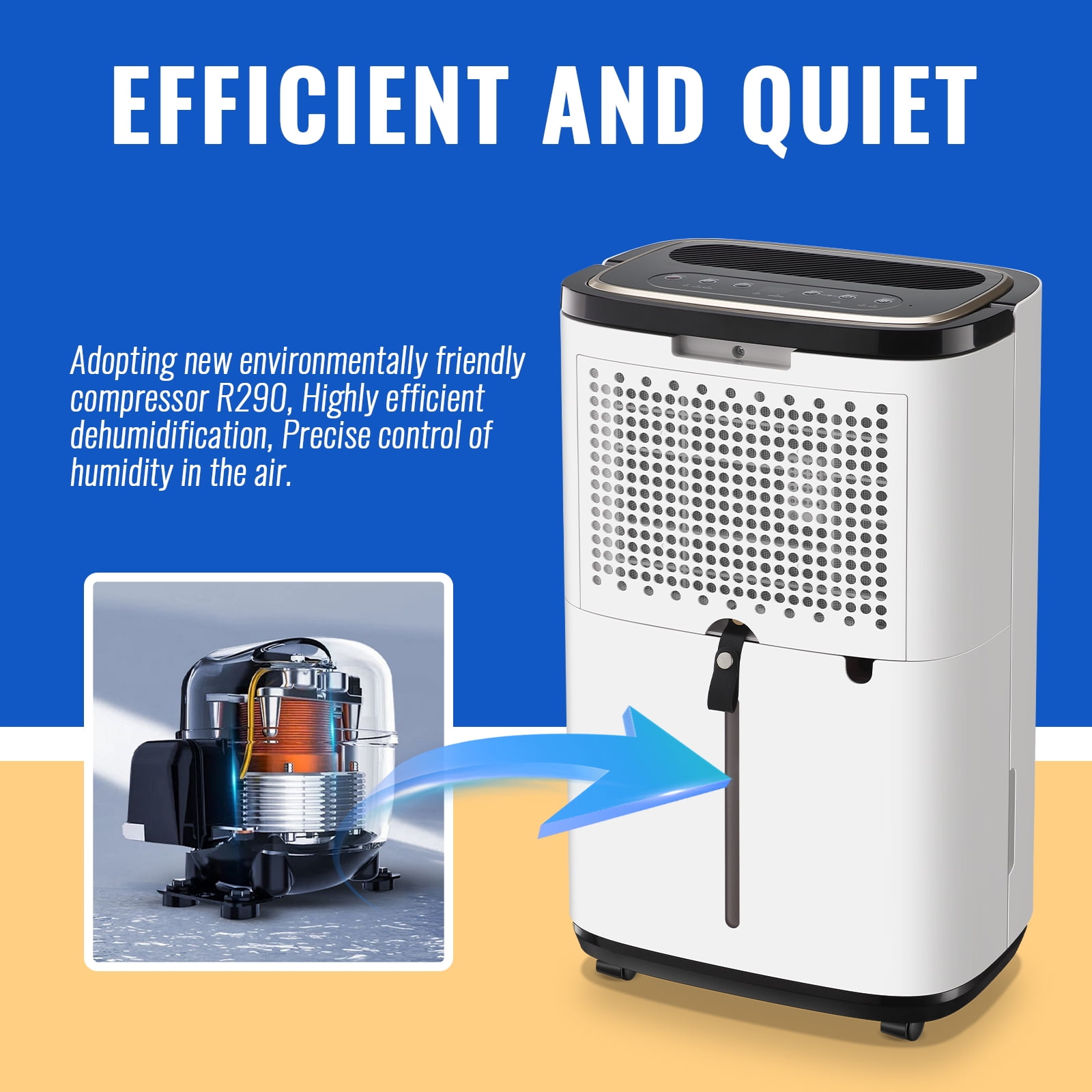 Dehumidifiers 9 Pints Max for 1000 Sq ft for Basements with Drain Hose, 24Timer, New